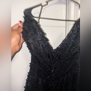 Elegant Black Beaded Prom Dress